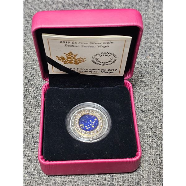 2019 5 Dollar Fine Silver Coin "Zodiac Series: Virgo". Royal Canadian Mint