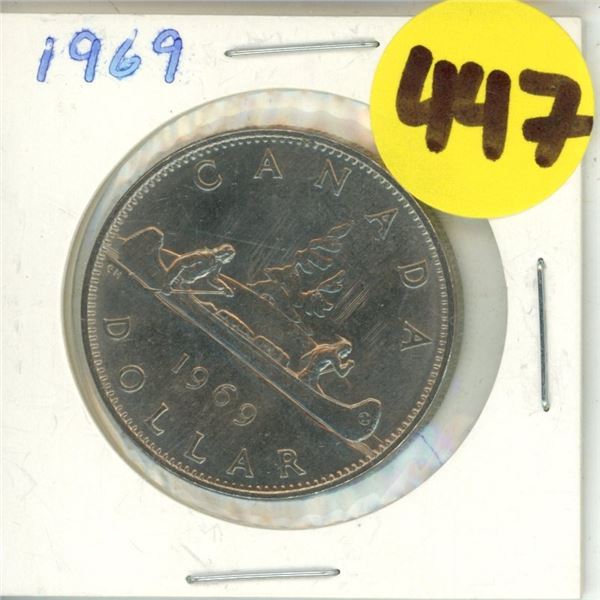 1969 Canadian Voyageur One Dollar Coin