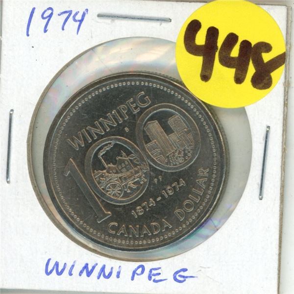 1974 Canadian One Dollar  Coin "1874-1974 Winnipeg 100"
