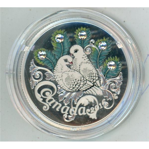 Royal Canadian Mint 2016 10 Dollar Fine Silver Coin "Celebration of Love" Housed in Original Case