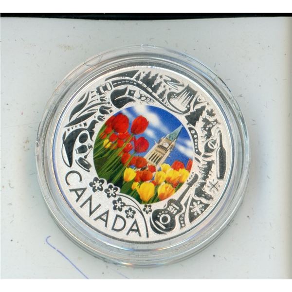 Royal Canadian Mint 2019 3 Dollar Fine Silver Coin Celebrating Canadian Fun and Festivities: Tulips,