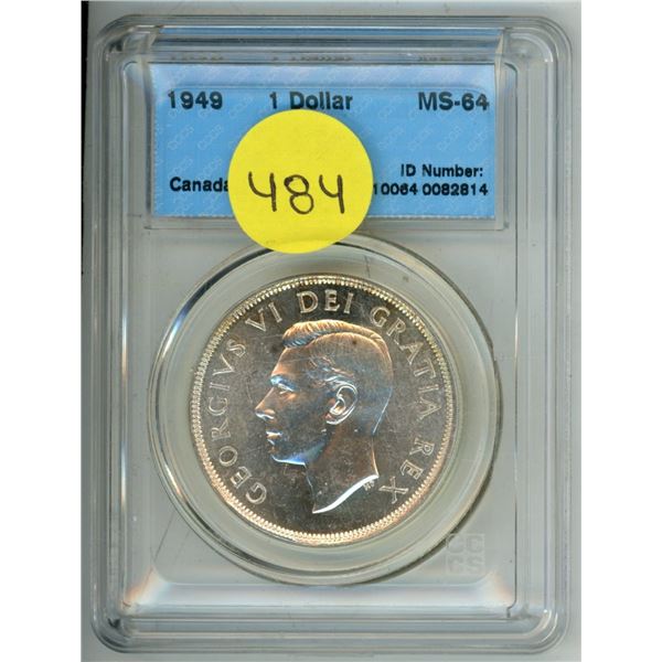 1949 Canada Silver Dollar, King George VI, MS-64, ID #: 110064 0082814