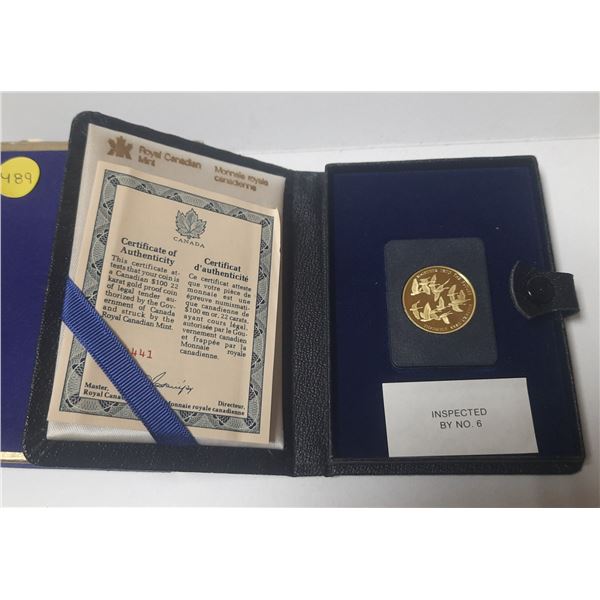 1978  $100.00, 22 Karat Gold Proof Coin. Certificate of Authenticity included.