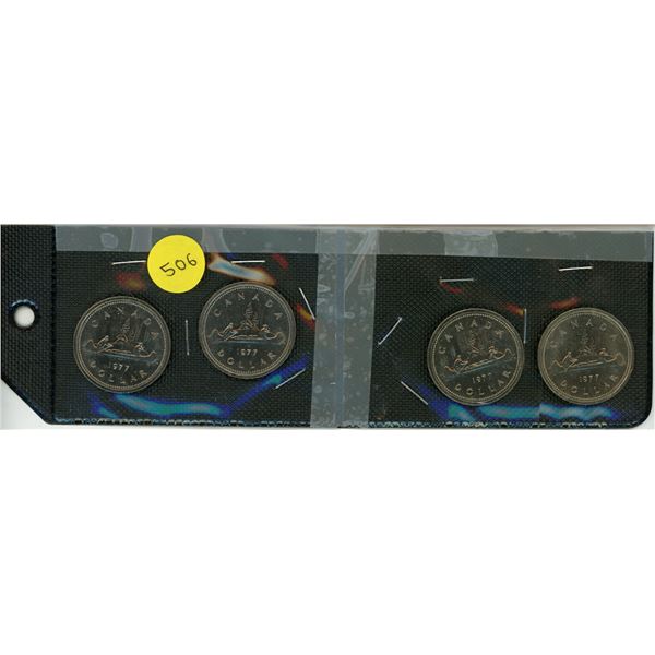 4 - 1977  Canadian Dollars. Indian and Voyageur in Canoe.