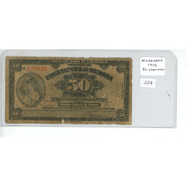 Nicaragua. 1912 50 Centavos. VG.