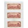 Image 2 : Set of 3 1954 Modified Portrait $2 notes with Consecutive Serial Numbers. Beattie-Rasminsky signatur