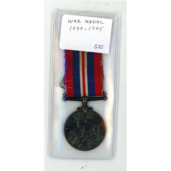 War Medal 1939 – 1945. Issued to all Commonwealth military personnel. Includes correct ribb
