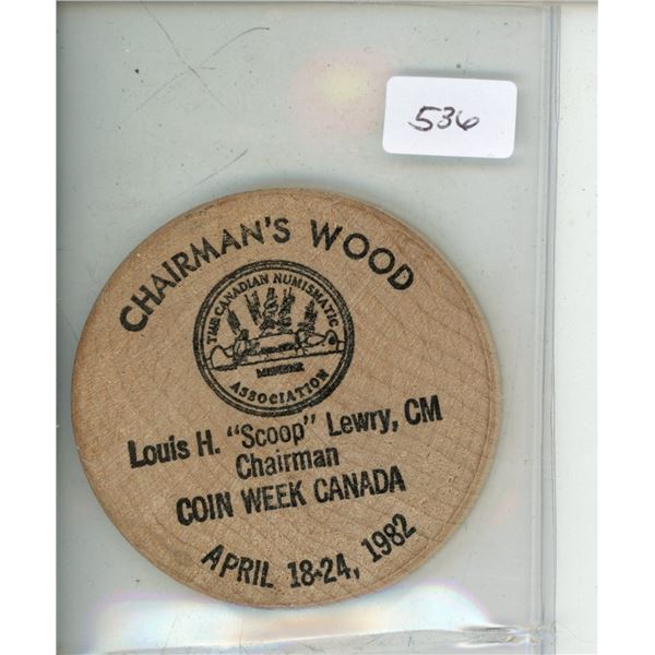Louis Scoop Lewry Chairman’s Wood issued in 1982.
