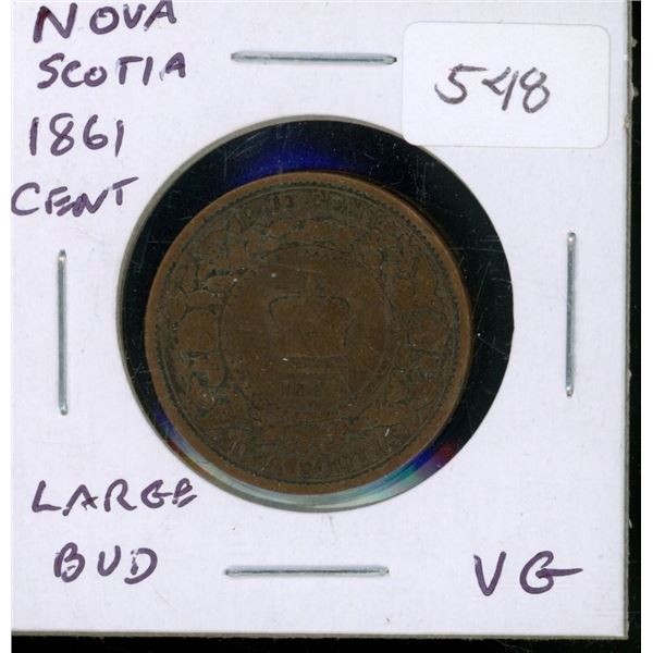 Nova Scotia 1861 Cent. Large Bud variety. VG.