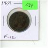 Image 1 : Canadian Victorian 1901 Large Cent. The last Large Cent issued for Queen Victoria. F-12.