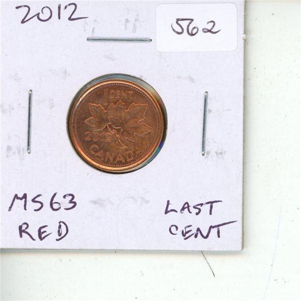 Canadian 2012 Small Cent. The last year of the Cent. BU Red.