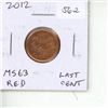 Image 1 : Canadian 2012 Small Cent. The last year of the Cent. BU Red.