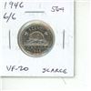 Image 1 : 1946 6/6 Canadian Nickel 5 Cents. VF-20. Scarce.