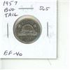 Image 1 : 1957 Bug Tail Nickel 5 Cents. There is a small Die Chip on the end of the beaver’s tail tha