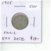 Image 1 : 1905 Canadian Silver 10 Cents. Key Date. Fair-2.