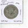Image 1 : 1950 No Design in Zero Canadian Silver 50 Cents. VF-20. Scarce