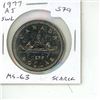 Image 1 : 1977 Attached Jewels and Short Water Lines in front of canoe Nickel Dollar. MS-63. Scarce