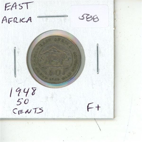 East Africa. 1948 50 Cents. Lion. F+