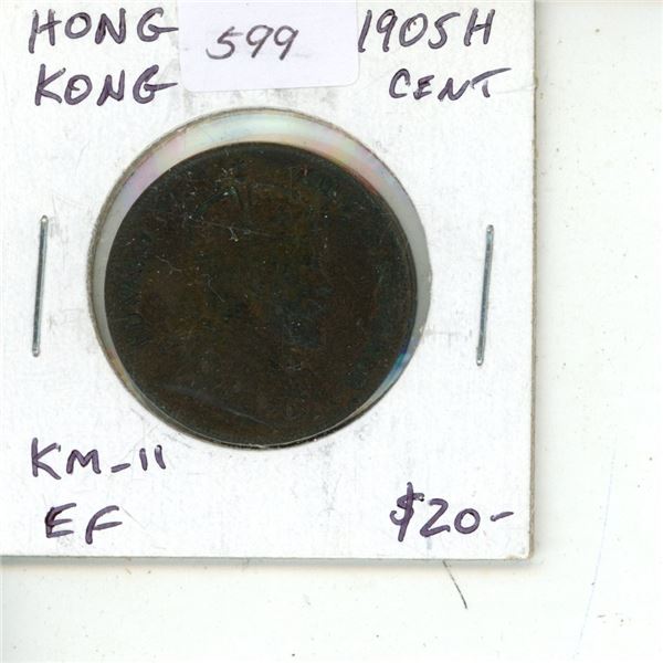 Hong Kong. 1905H Cent. Heaton Mint. EF