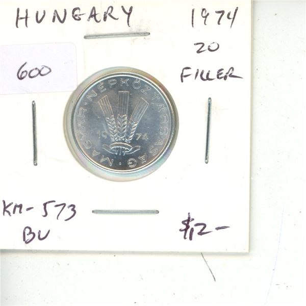 Hungary. 1974 20 Filler. BU.