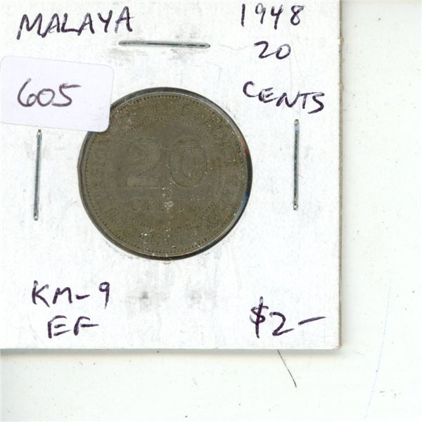 Malaya. 1948 20 Cents. EF