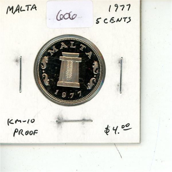 Malta. 1977 5 Cents. Proof