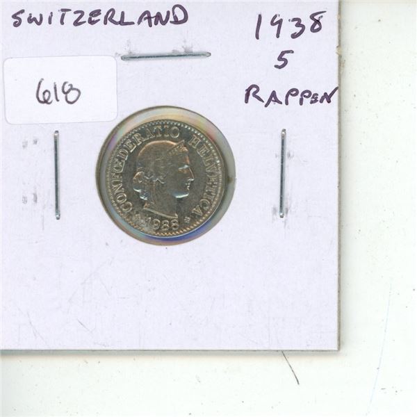 Switzerland. 1938 5 Rappen. VF+