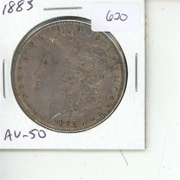 U.S. 1885 Morgan Silver Dollar. AU-50