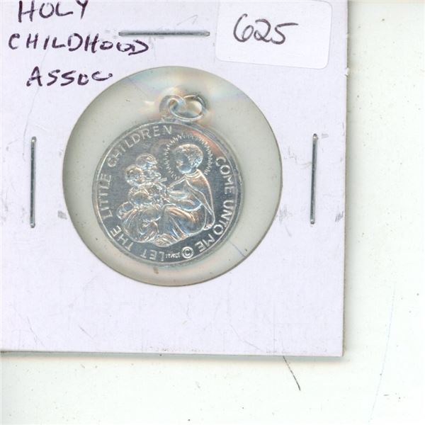 Holy Childhood Association aluminum medal. Let the Little Children Come unto Me