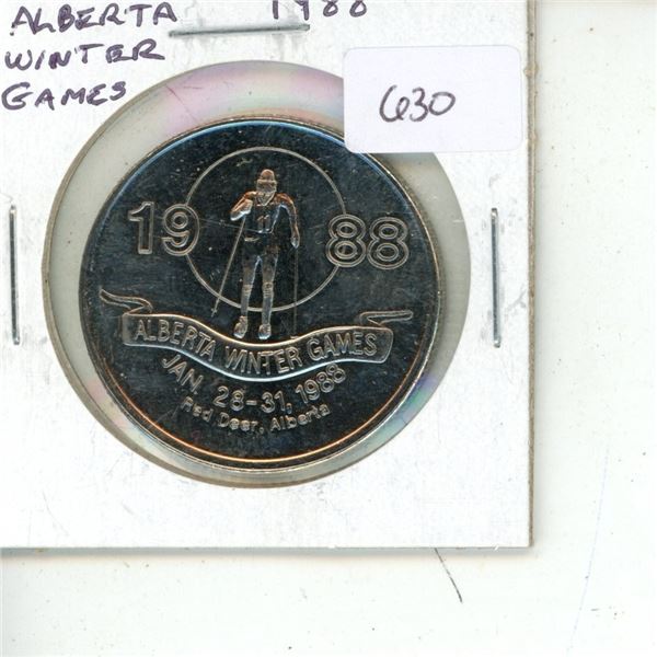 1988 Alberta Winter Games Trade Dollar. Games held in Red Deer