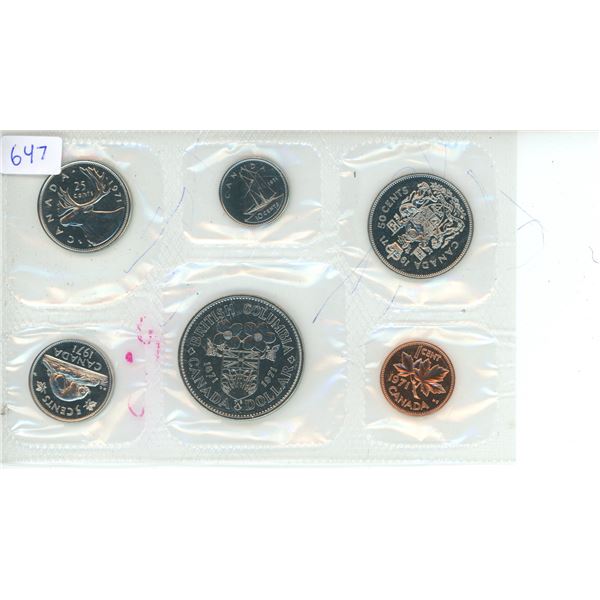 1971 Canadian proof Like Set 6-Coin Set w/ Dollar Commemorating The 100th Anniversary of British Col