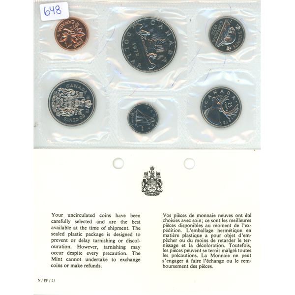 1972 Canadian Proof Like Set -6 Coin Set