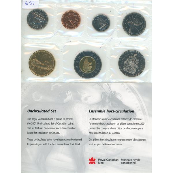 2001P Canadian proof Like Set - 7 Coin Set