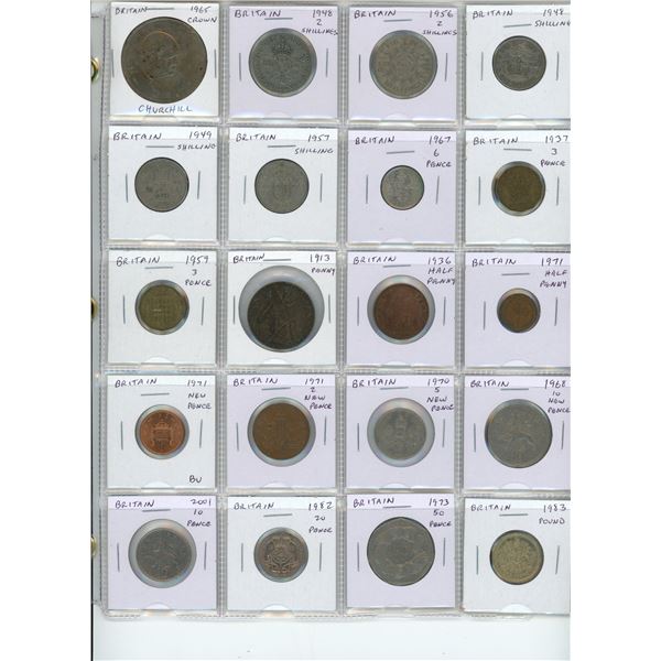 Set of 20 Coins From great Britain. Includes Pre-Decimal Coins up to Crown and Decimal Up To 1 Pound