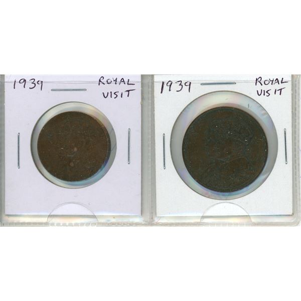 Set of 2 1939 Royal Visit to Canada Medals in 2 Different Sizes of Bronze