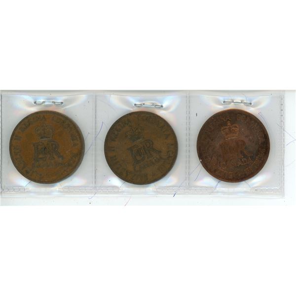 Lot of 3 1953 Queen Elizabeth Coronation Bronze medals