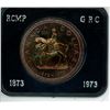 Image 1 : 1973 Specimen Silver Dollar. Commemorative the 100th Anniversary of the RCMP, Beautifully Toned. Hou
