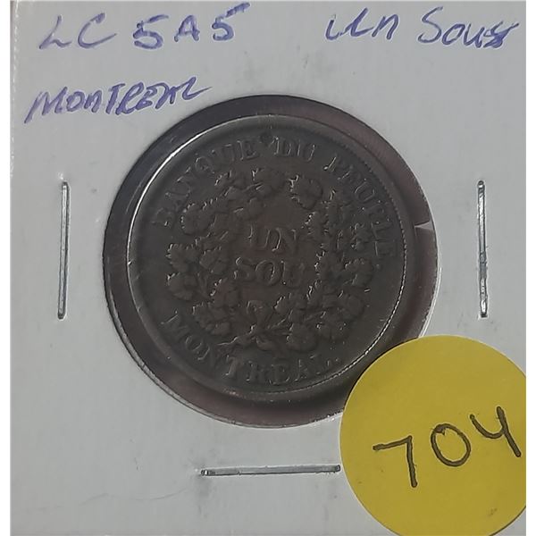 LC-5A5 Montreal Lower Canada Un Sou