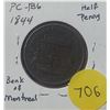 Image 1 : 1844 PC-1B6 Bank of Montreal Half Penny Token