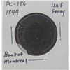 Image 2 : 1844 PC-1B6 Bank of Montreal Half Penny Token