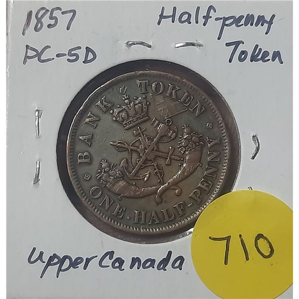 1857 PC-5D Upper Canada Half Penny Token
