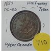Image 1 : 1857 PC-5D Upper Canada Half Penny Token