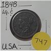 Image 1 : 1848 USA Large Cent