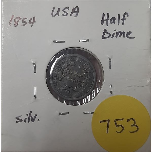 1854 USA Silver Half Dime