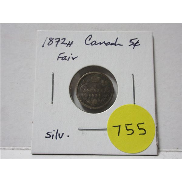 1872H Canada Silver 5¢