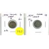 Image 1 : Lot of 2 1874 Crosslet 4 Canada Silver 5¢