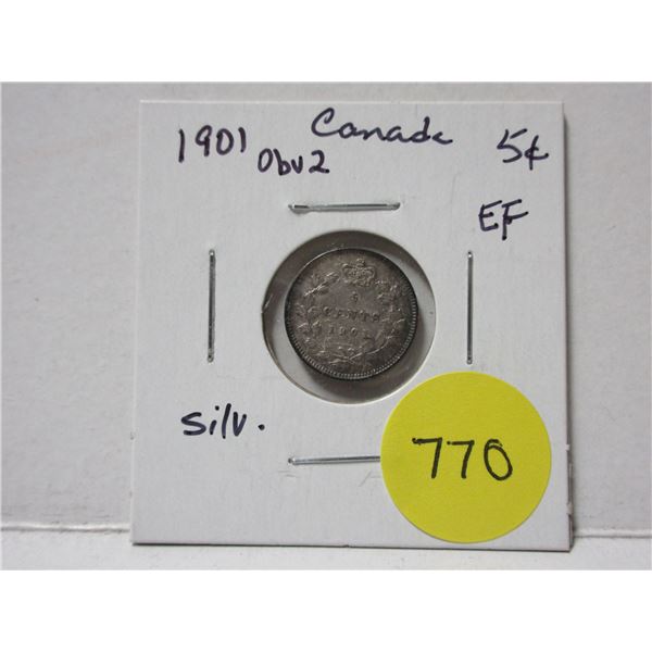 1901 Obv 2 Canada Silver 5¢
