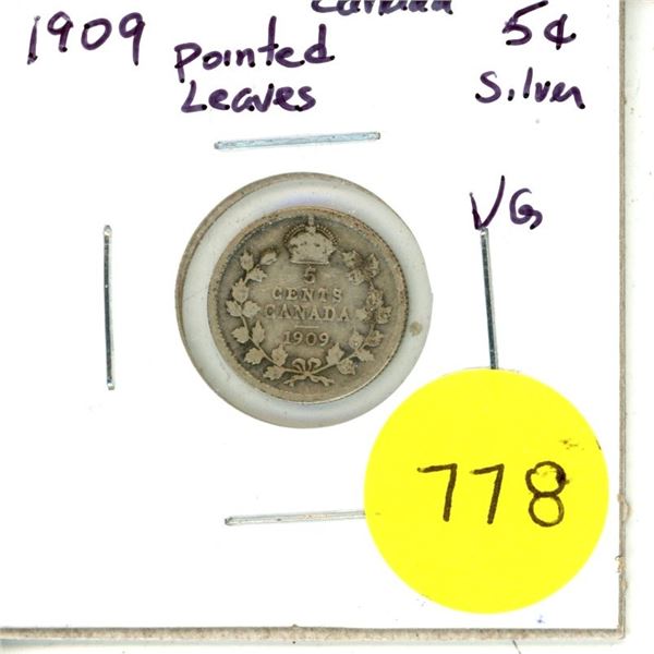 1909 PL Canada Silver 5¢