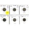 Image 1 : Lot of 6 Canada Silver 5¢:  1909-1914