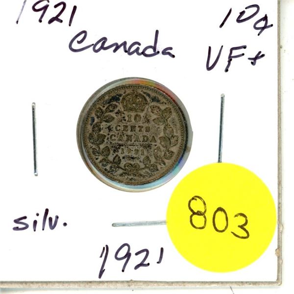 1921 Canada Silver 10¢